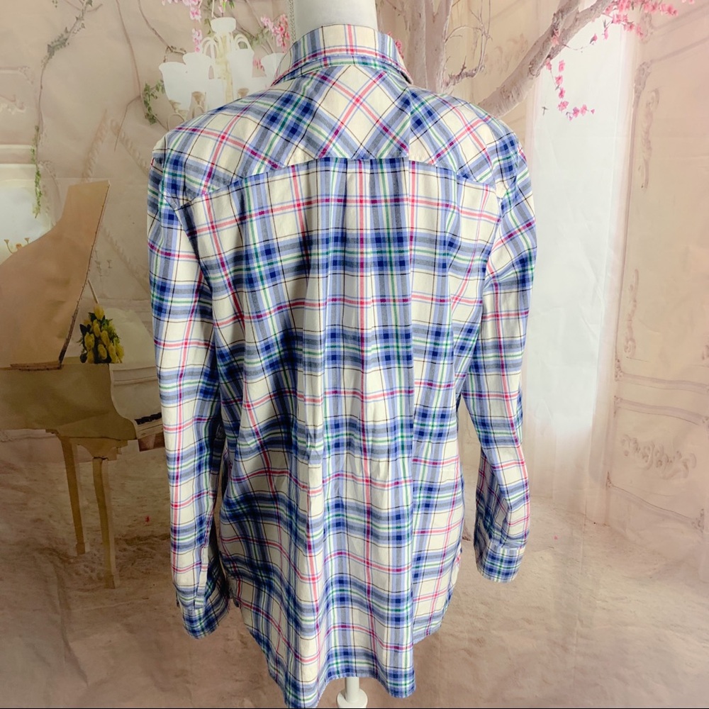 Talbots Blue Checker Button Down Shirt - Picture 7 of 10